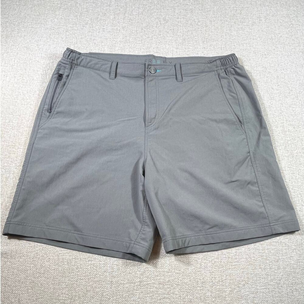 Free Fly Men’s 2XL Gray Stretch Zip Front Hybrid Shorts Quick Dry Performance
